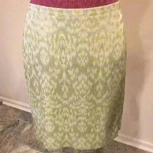 Ann Taylor Skirt Sz 8 Green Tapestry Print Pencil